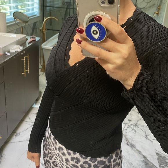 Jonathan Simkhai Black Ribbed Wrap Top Like New! - Picture 14 of 16